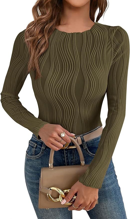 Damen Langarmshirt mit strukturiertem Wellenmuster R&B