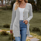 Damen Langstrickjacke mit strukturiertem Obermaterial und praktischen Taschen R&B