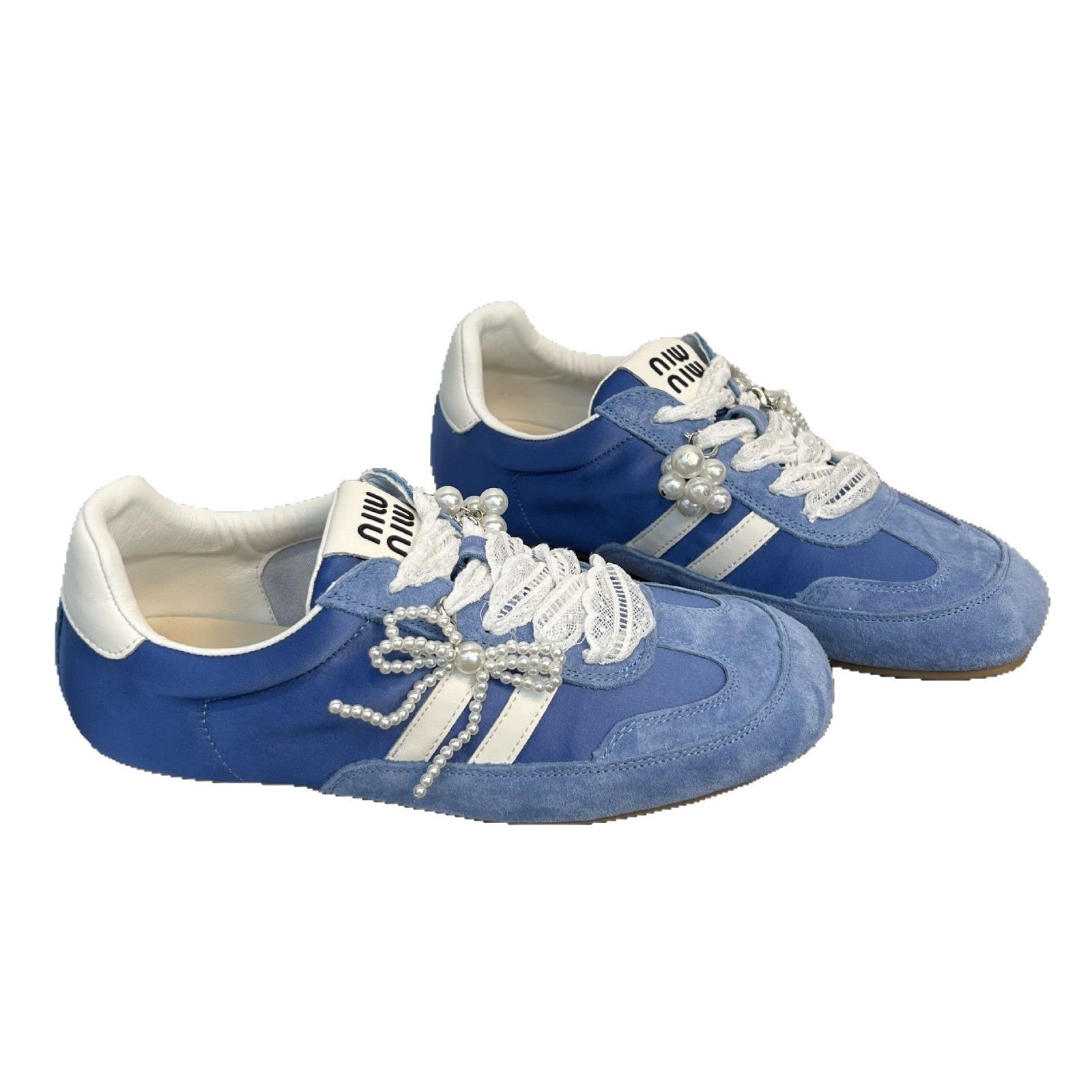 Damen elegante und modische Sneakers mit dekorativen Perlenapplikationen R&B