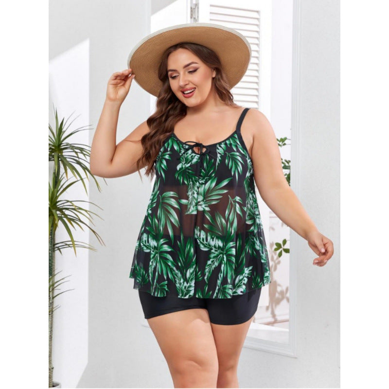 Damen Tankini-Set mit floralem Oberteil und figurbetonendem Unterteil R&B