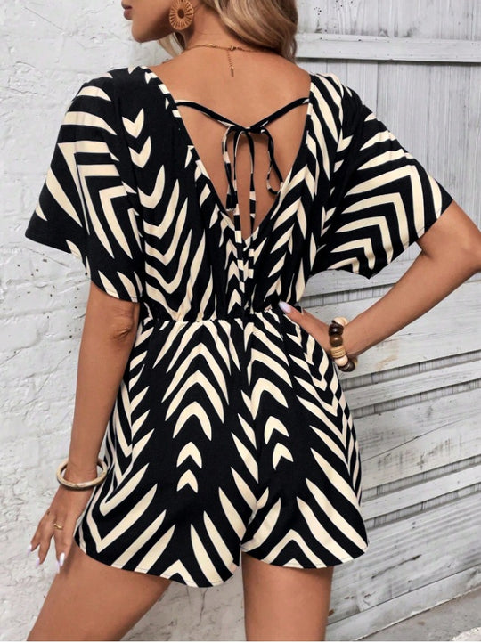 Damen Jumpsuit mit modernem Chevron-Design R&B