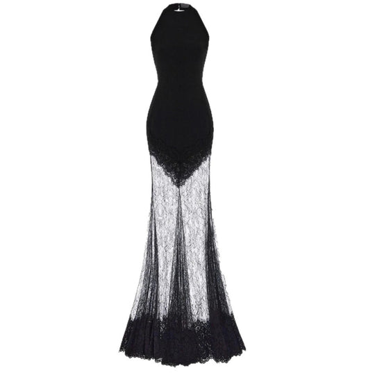 Damen Bodenlanges Spitzenkleid im eleganten Schnitt R&B