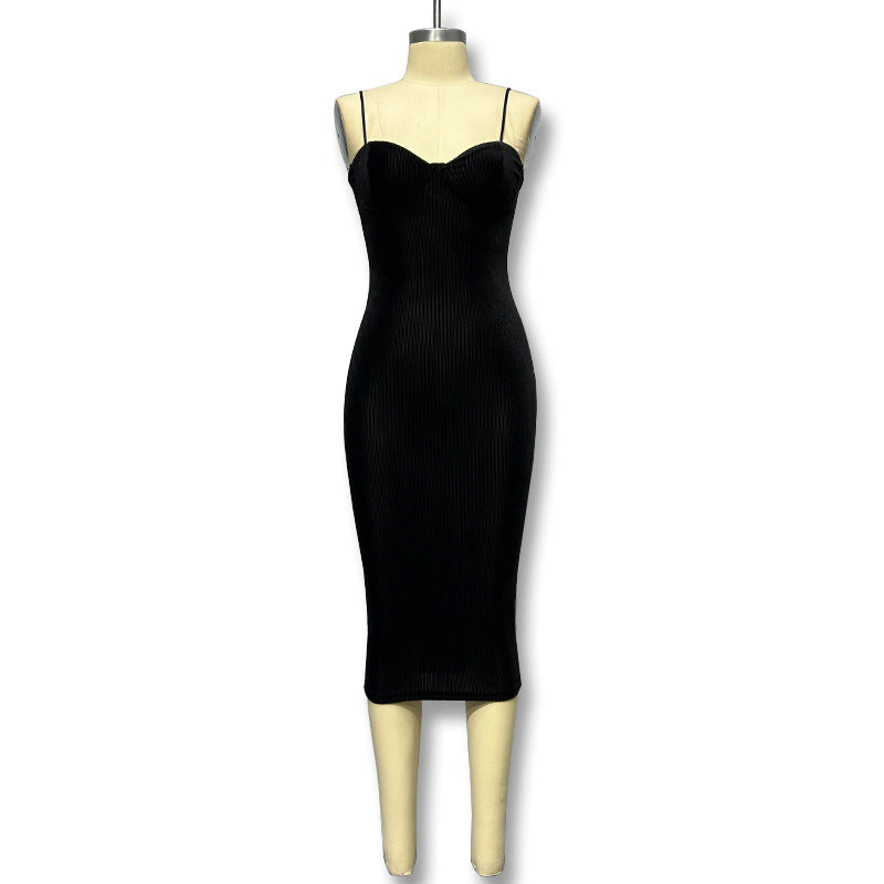 Damen Figurbetontes Midi-Kleid mit Trägern und Körbchen R&B