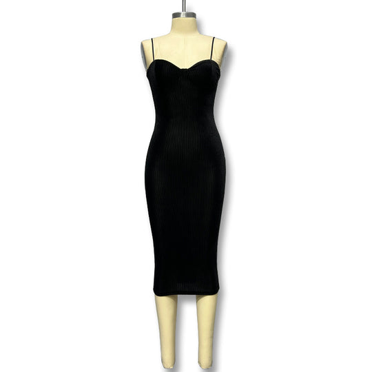 Damen Figurbetontes Midi-Kleid mit Trägern und Körbchen R&B