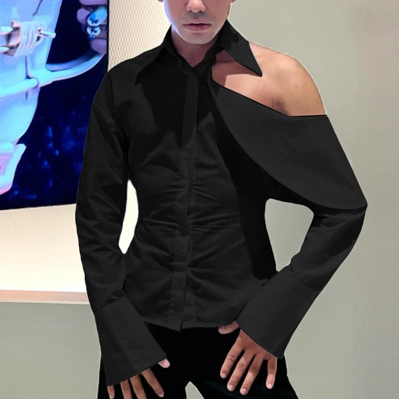 Damen Modische Bluse mit asymmetrischem Kragen und hochwertiger Verarbeitung R&B