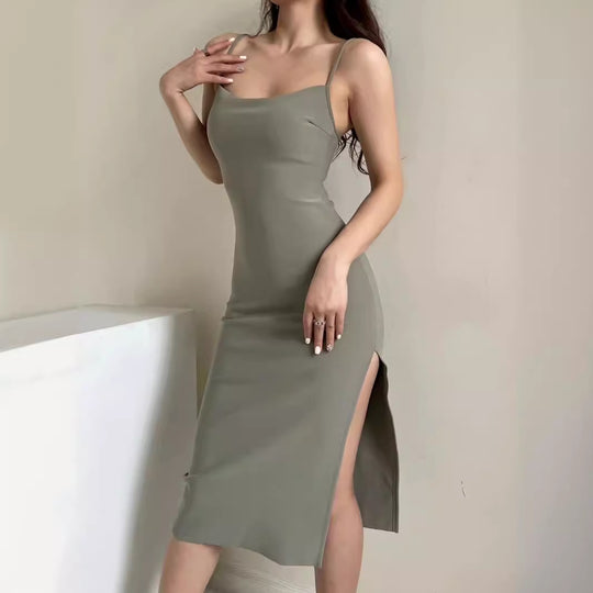 Damen langes Abendkleid mit elegantem Schlitz R&B
