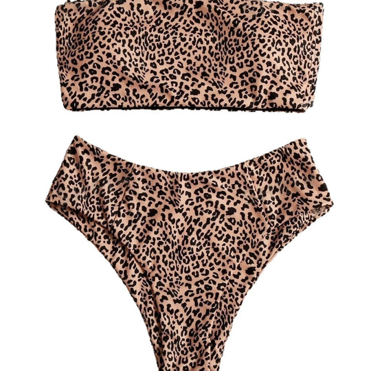 Damen Bandeau-Bikini-Set mit elegantem Leopardenmuster R&B