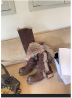 Damen Winterstiefel mit modischem Kunstfellkragen und robustem Profil R&B