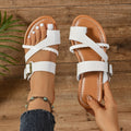 Damen geflochtene Sandalen mit verstellbarem Schnallenriemen R&B