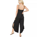 Damen luftiger Jumpsuit mit Taschen und langem Schnitt R&B