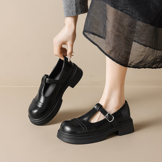 Damen elegante Mary-Jane Schule mit robustem Blockabsatz R&B