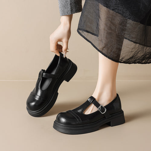 Damen elegante Mary-Jane Schule mit robustem Blockabsatz R&B