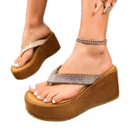 Damen Glamouröse Zehentrenner-Sandalen mit flauschigem Plateau R&B