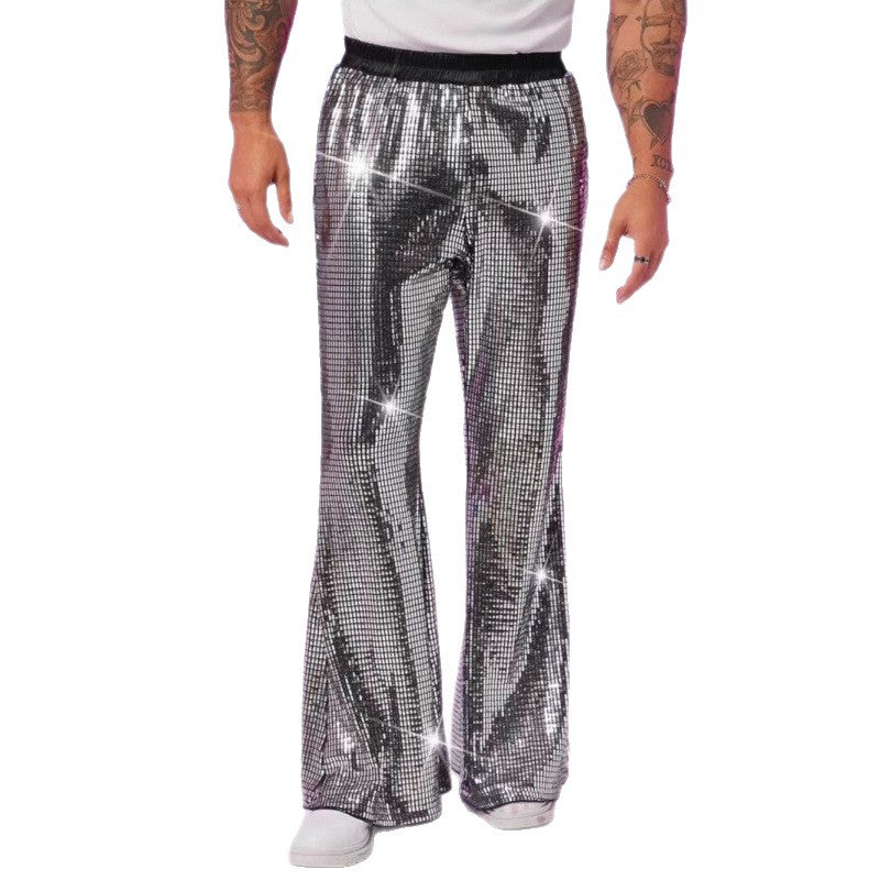 Herren Glitzernde Discohose mit weitem Bein und elastischem Bund R&B