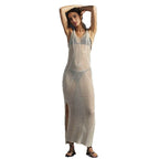 Damen elegantes Netzkleid mit asymmetrischem Schnitt R&B