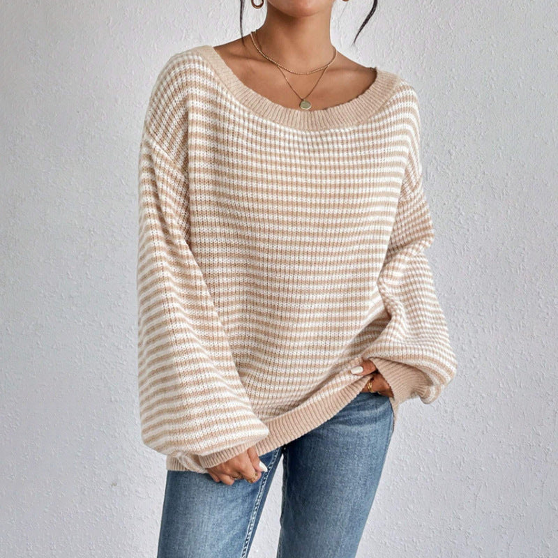 Damen lässiger Oversized-Pullover mit asymmetrischem Schnitt und modernem Gewebe R&B