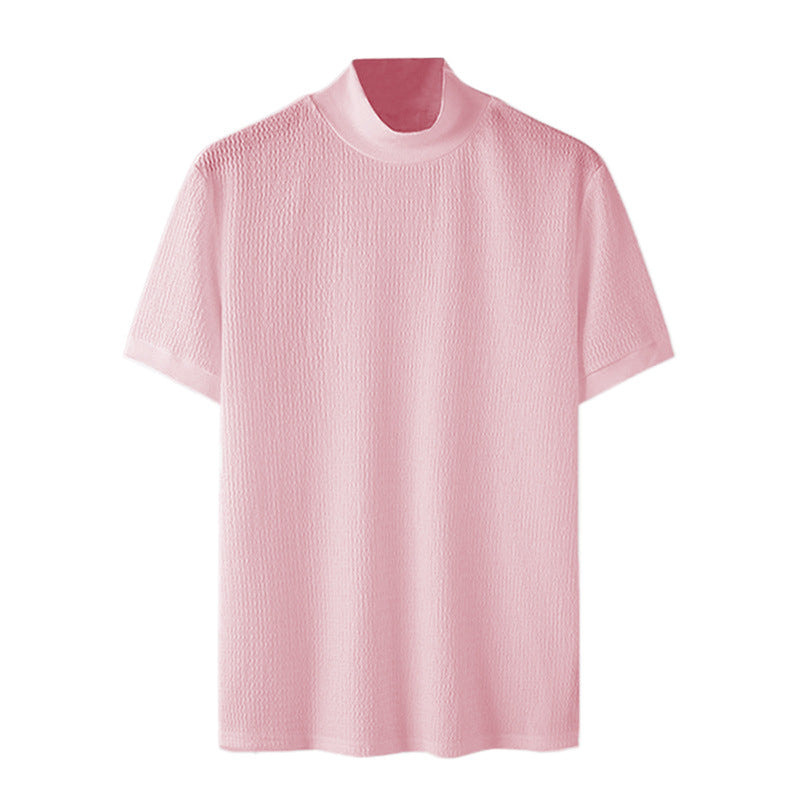 Herren nan Kurzarm Feinstrickshirt mit Stehkragen R&B