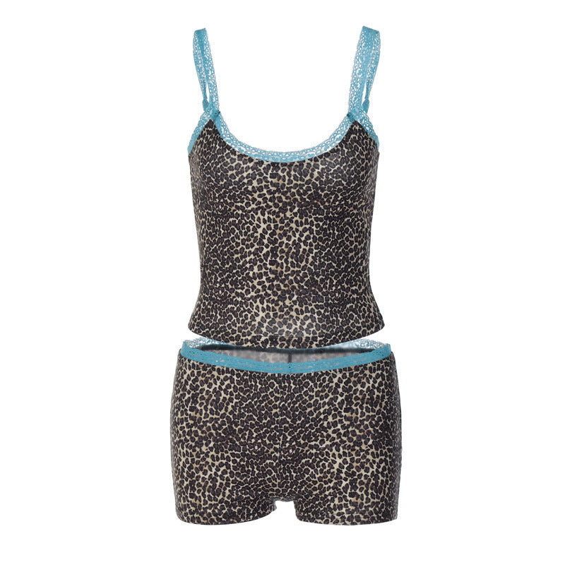 Damen Sportliches Unterwäsche-Set mit Animal-Print und Spitzenakzenten R&B