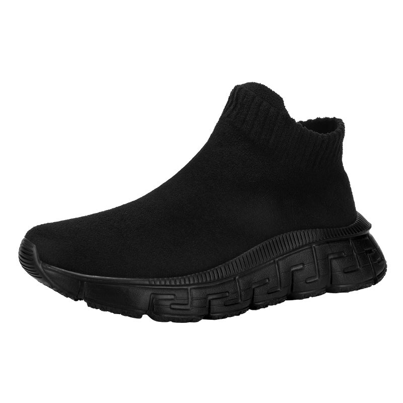 Damen nan kuscheliger Sock-Sneaker aus Teddy-Samt mit elastischem Schaft und stoßdämpfender Profilsohle R&B