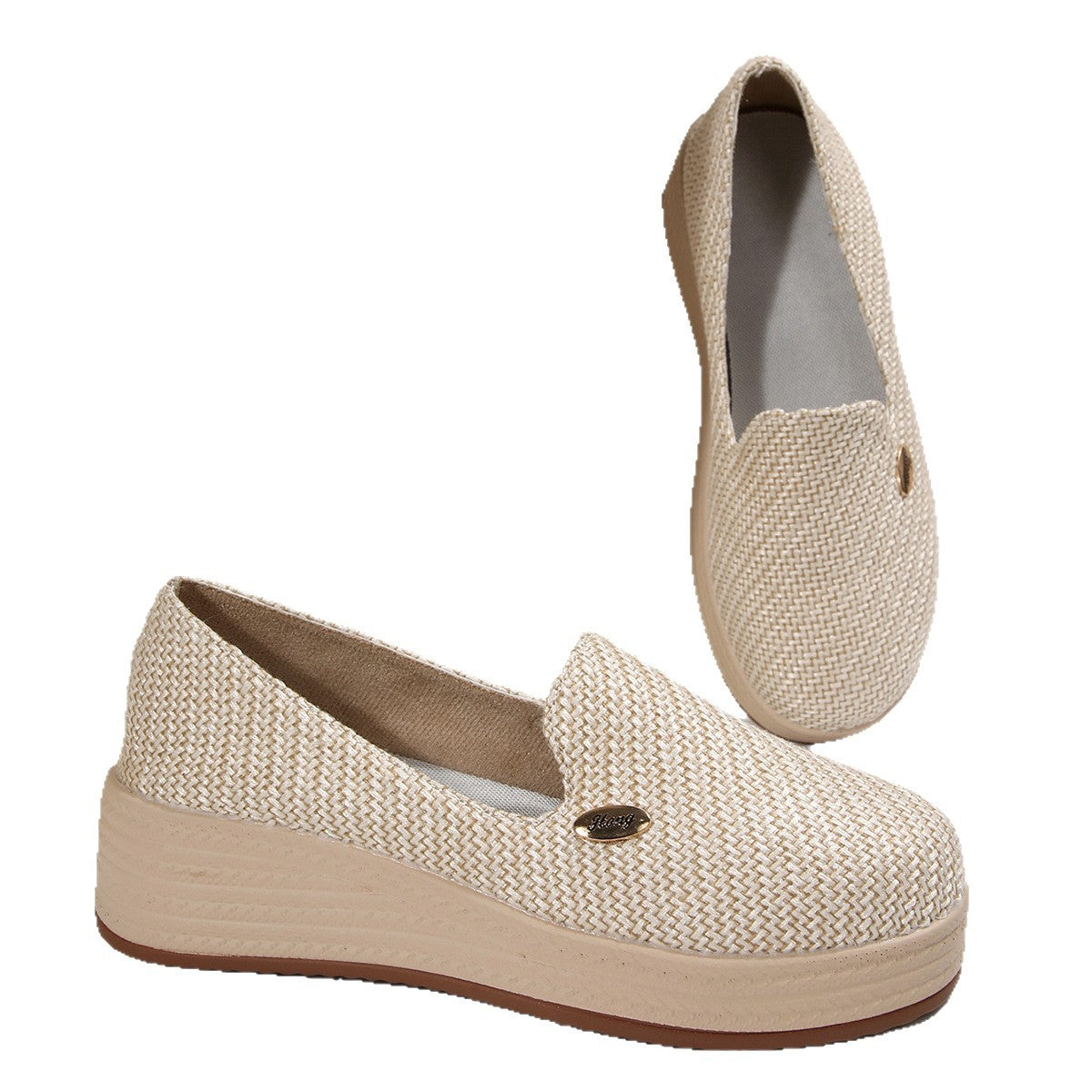 Damen bequeme Slip-On Sneakers mit anatomischem Fußbett und texturiertem Obermaterial R&B