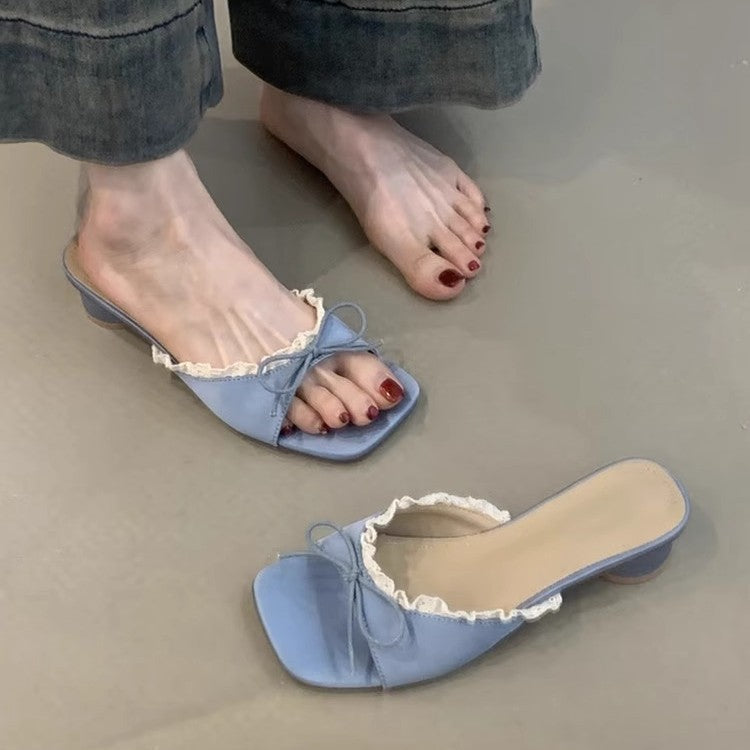 Damen elegante Sling-Sandalen mit modischem Rüschendetail R&B