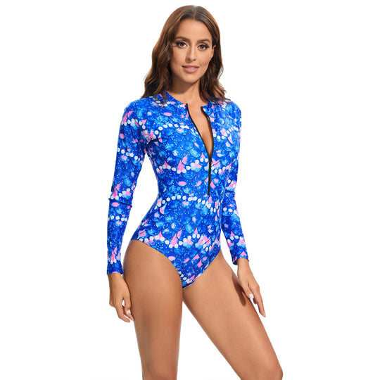 Damen Sportlicher Langarm-Badeanzug mit UV-Schutz R&B