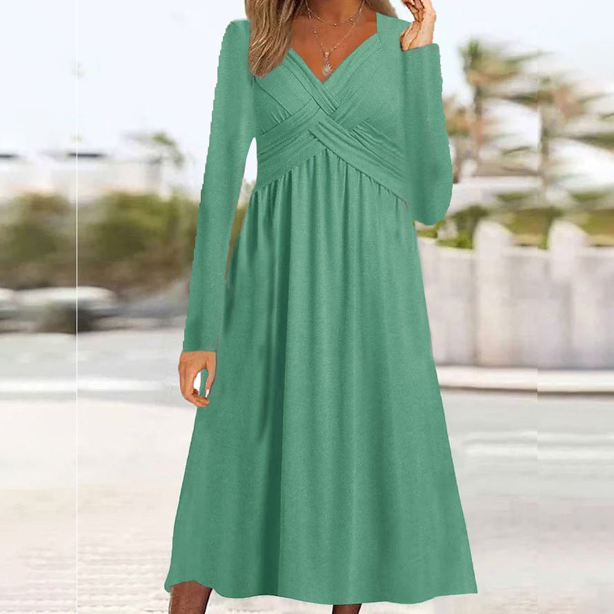 R&B | Lässiges Langarmkleid Mit Kreuzdesign