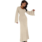Damen Maxikleid mit innovativem Rippdesign und angeschnittenen Ärmeln R&B