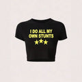 Damen Crop-T-Shirt mit sportlichem Statementdruck R&B