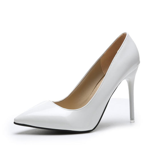 Damen elegante High Heels mit spitzem Zehenbereich und glanzvollem Finish R&B