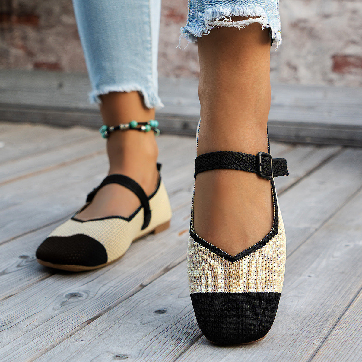 Damen Ballerinas mit floralem Stickdesign R&B