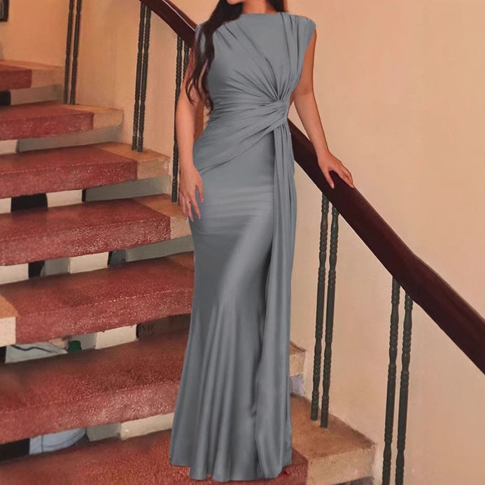 Damen Elegantes Wickel-Maxikleid mit seitlichem Rüschendetail R&B
