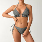 Damen Triangel-Bikini mit verspielten Rüschendetails R&B