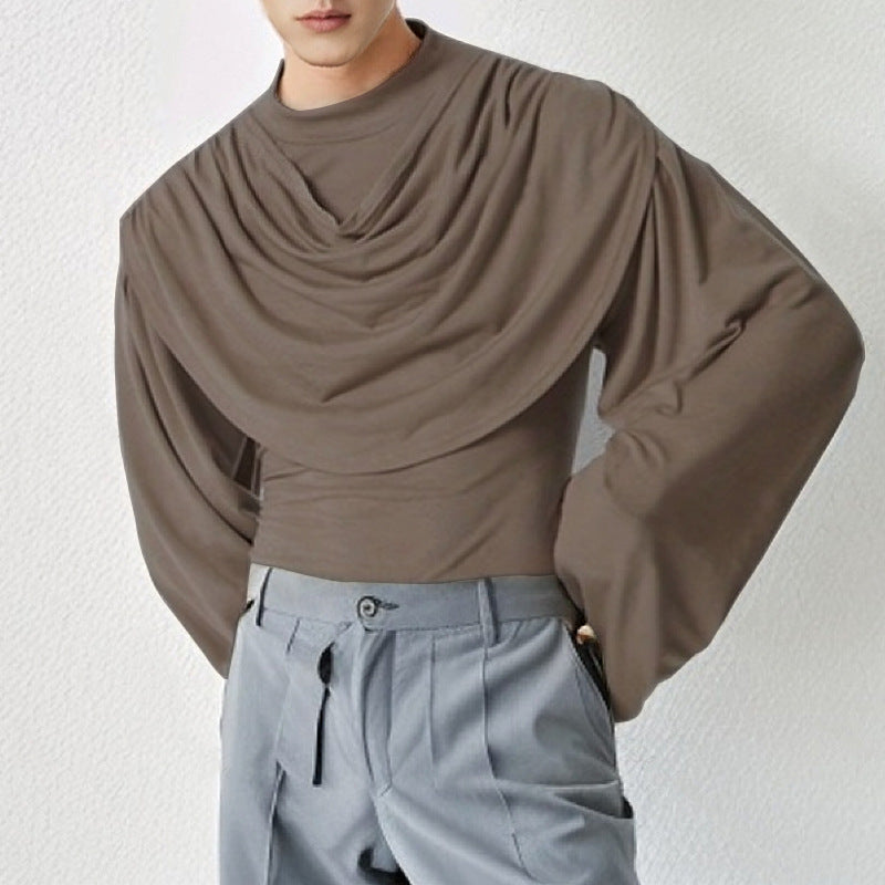 Damen Stilvolle Bluse mit Drapierung und weitem Arm R&B