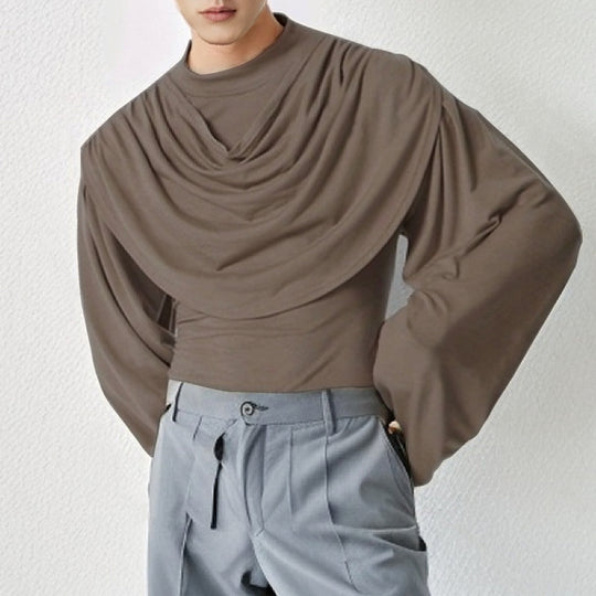 Damen Stilvolle Bluse mit Drapierung und weitem Arm R&B