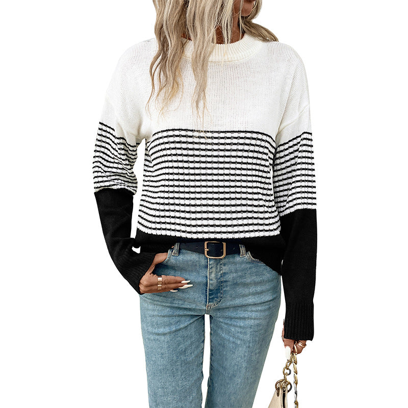Damen Streifenpullover mit lässigem Schnitt und modernem Design R&B
