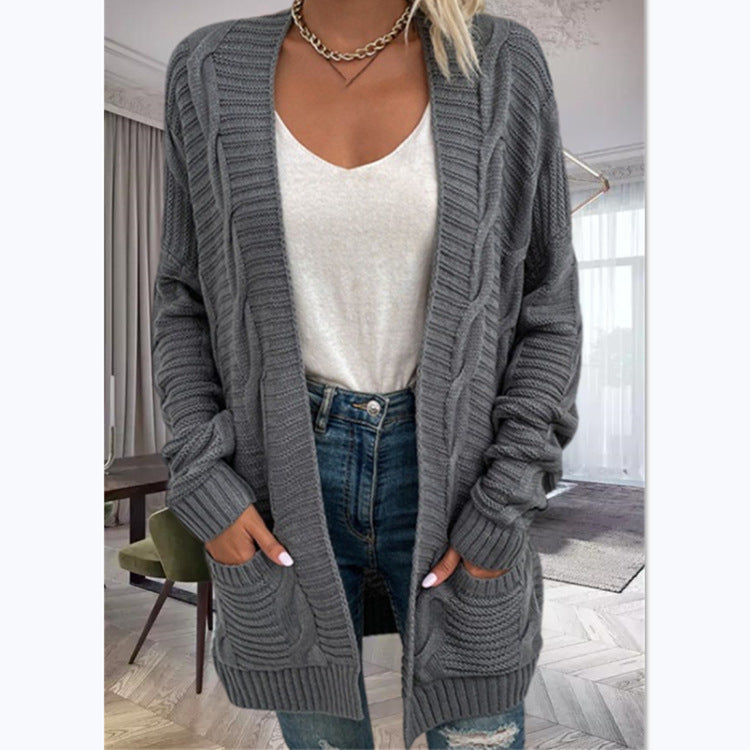 Damen Strickcardigan mit strukturiertem Design und großen Taschen R&B