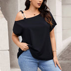 Damen asymmetrisches Oberteil mit modischem Schulterdesign R&B