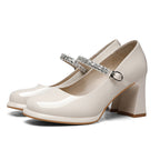 Damen elegante Riemchenpumps mit funkelndem Schmuckdetail R&B