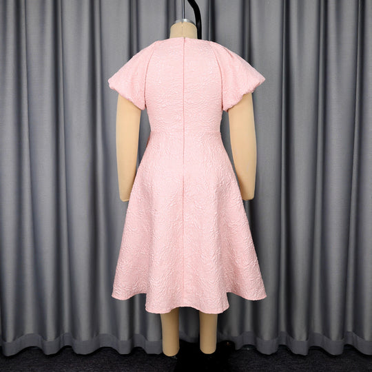 Damen Kleid mit voluminösen Puffärmeln und eleganter Schleifenapplikation R&B