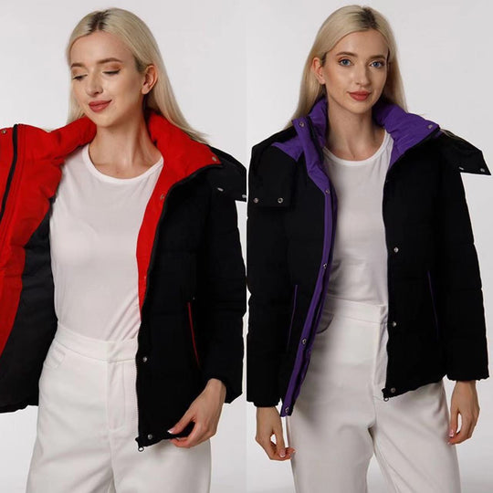 Damen Modische Übergangsjacke mit abnehmbarer Kapuze und warmem Innenfutter R&B