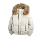 Damen modische Steppjacke mit kuscheligem Kunstfellbesatz und praktischen Taschen R&B