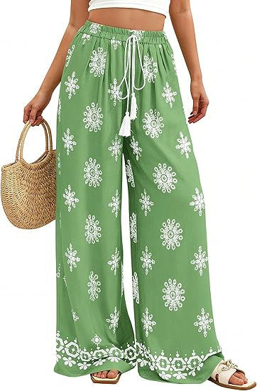Damen weite Sommerhose mit Boho-Muster R&B