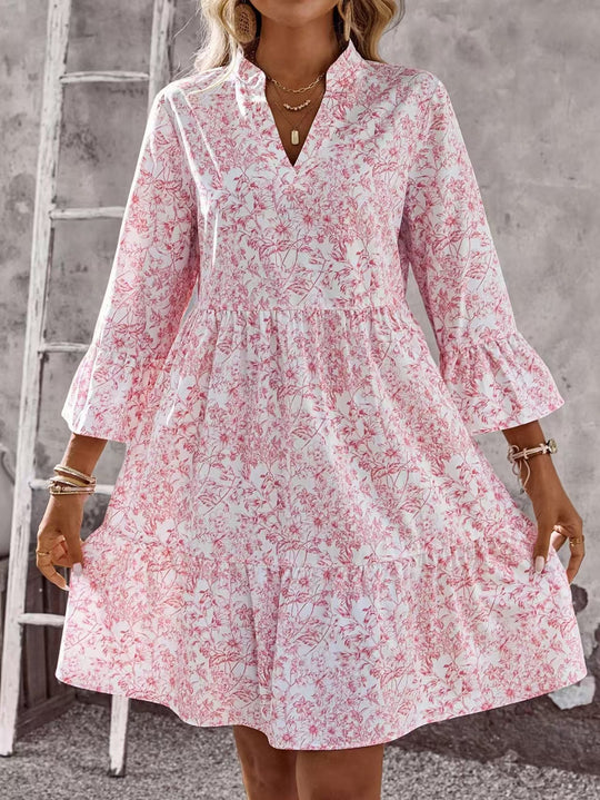 Damen Freizeitkleid mit floralem Design und Rüschen R&B