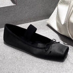 Damen Ballerinas mit elastischem Riemen und quadratischer Zehenform R&B