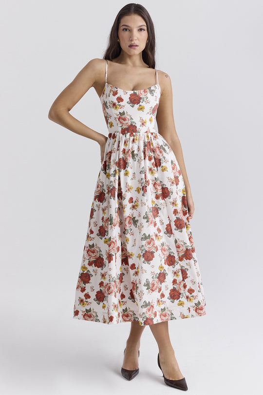 Damen Maxikleid mit floralem Print und verstellbaren Spaghettiträgern R&B