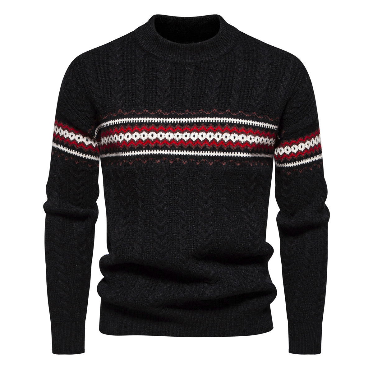 Herren Strickpullover mit innovativem Zopfmuster und stilvollen Akzenten