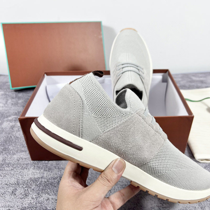 Damen Bequeme Slip-On Sneakers mit elastischer Strickoberfläche und dämpfender Sohle R&B
