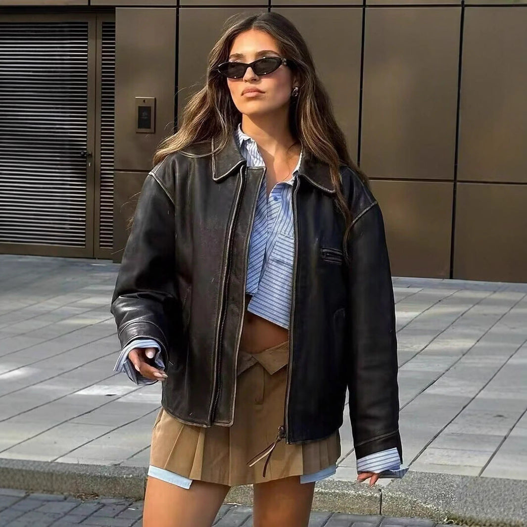Damen cropped Hemdjacke mit strukturierten Taschen und trendigem Schnitt R&B