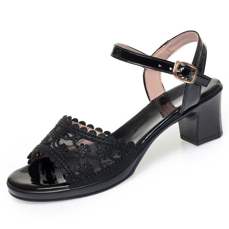 Damen Elegante Pumps mit zartem Spitzen-Design und praktischer Schnalle R&B